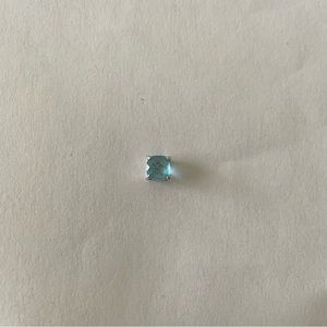 Single London Blue Topaz Square 10K White Gold Stud Large Gem Stone Earring